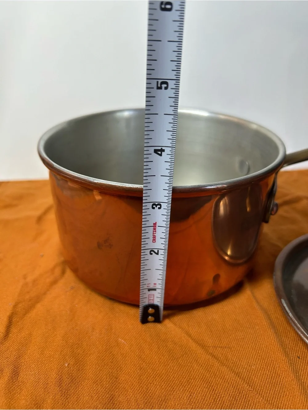 Copral Copper & Brass 6” Saucepan with Lid. Made in Portugal.